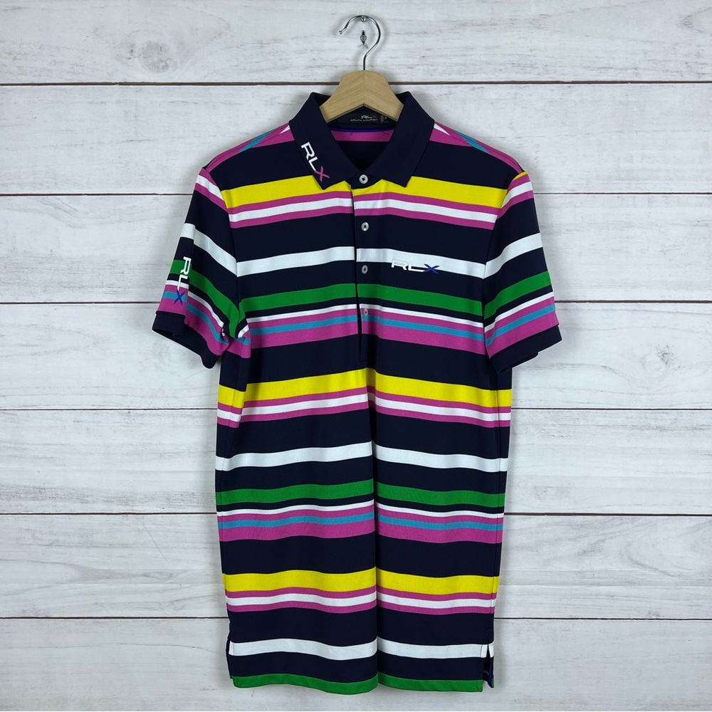 RLX Ralph Lauren Golf Stripe Polo Shirt Medium